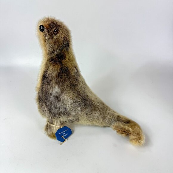 Vintage Genuine Seal Fur Borgen Stuffed Figurine Handmade In Norway 8" - Picture 4 of 9